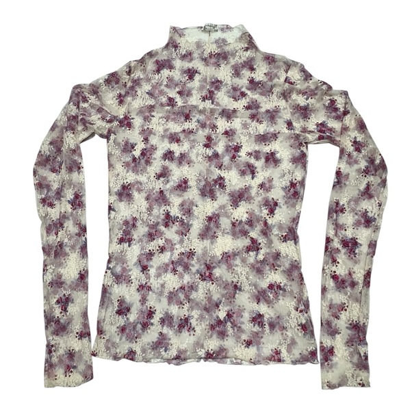 FREE PEOPLE Intimately Lady Lux Top Embroidered Print Floral Mesh Lace Size XL - Picture 4 of 12